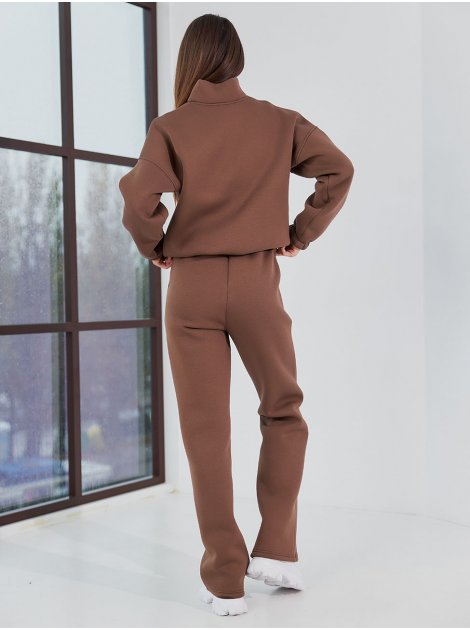 Теплый спортивный костюм с прямыми брюками и кофтой на замке 3778